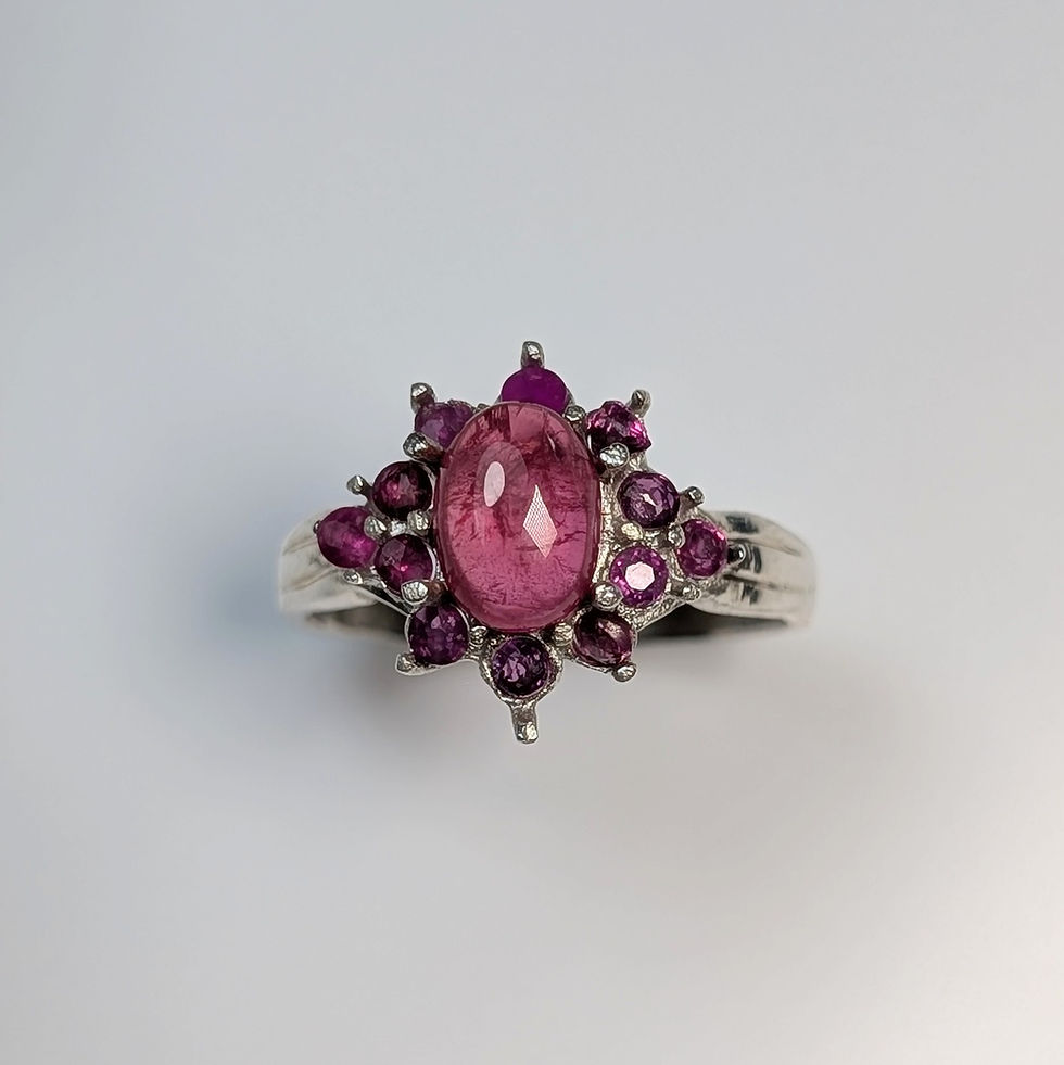 Miniature : 1.3ct Rare Natural Red Rhodonite 925 Silver/ Gold/ ring