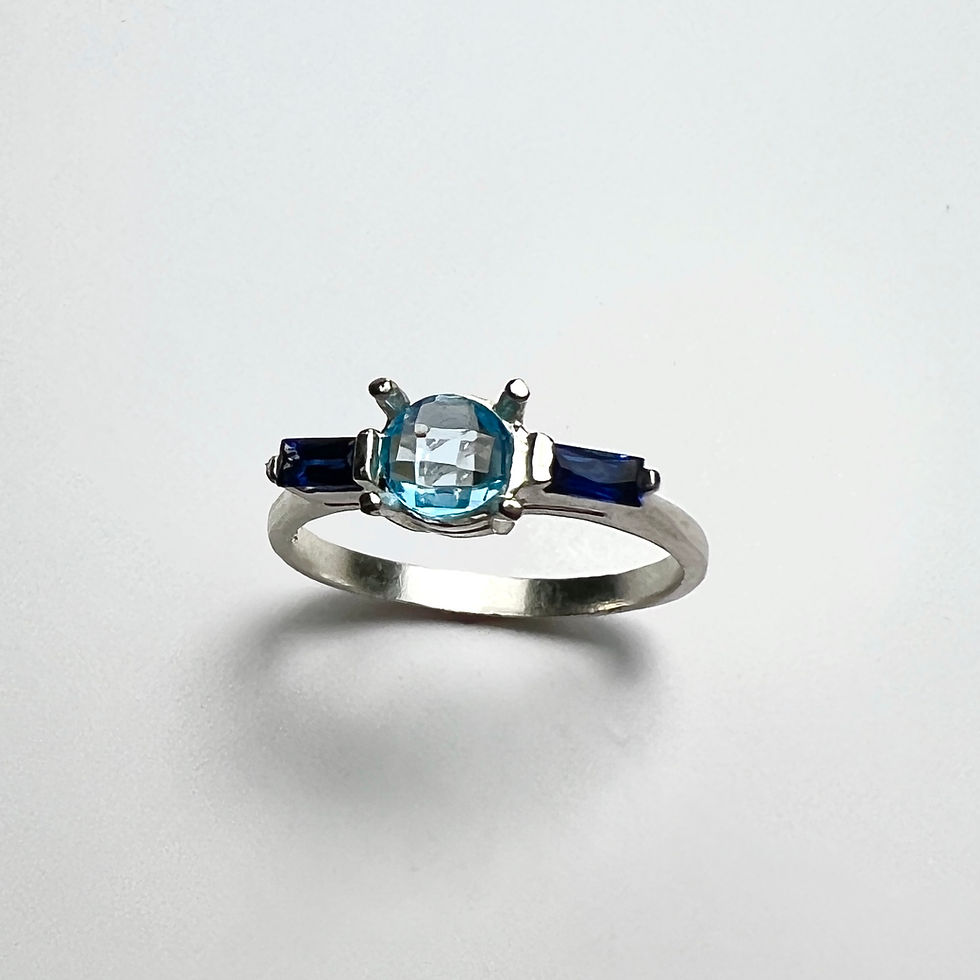 サムネイル： 0.6ct Natural swiss Blue Topaz 925 Silver / Gold/ Platinum ring