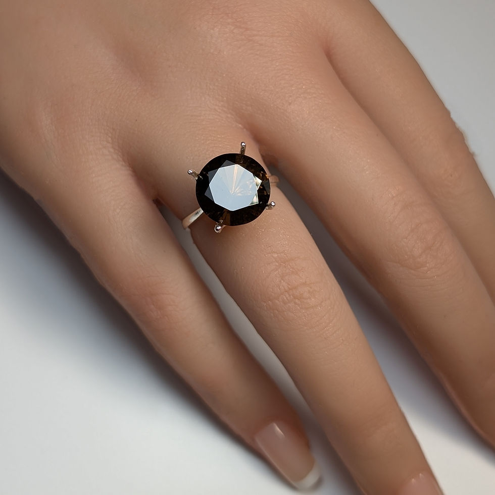 Thumbnail: 6.09cts Natural Smoky Quartz rauchtopaz 925 Silver / Gold/ Platinum ring