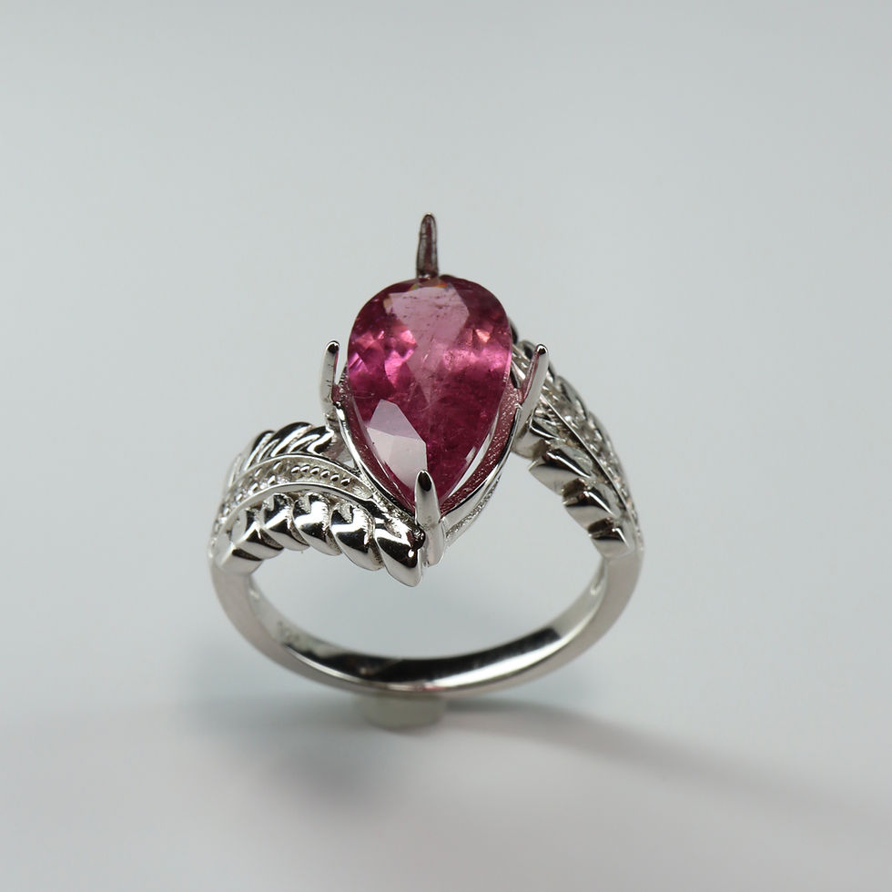 Miniatura: 2.85cts Natural Tourmaline Rubelite Rubellite  Silver/ Gold /Platinum ring