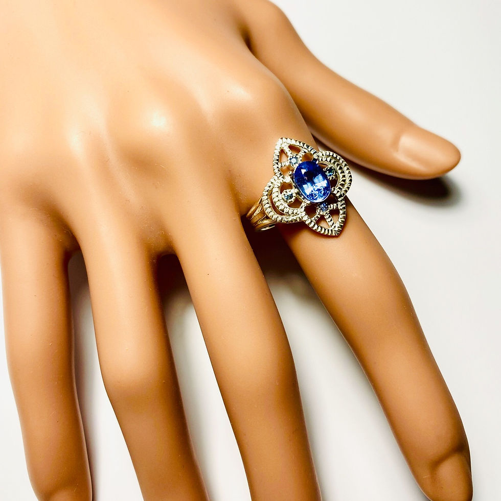 縮圖：Natural purple blue Tanzanite 925 Silver 9ct 14k 18k 375 585 750 Gold Platinum engagement ring