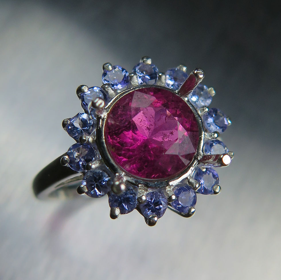 1.95ct Natural rubellite tourmaline red pink 925 Silver / Gold/ Platinum ring