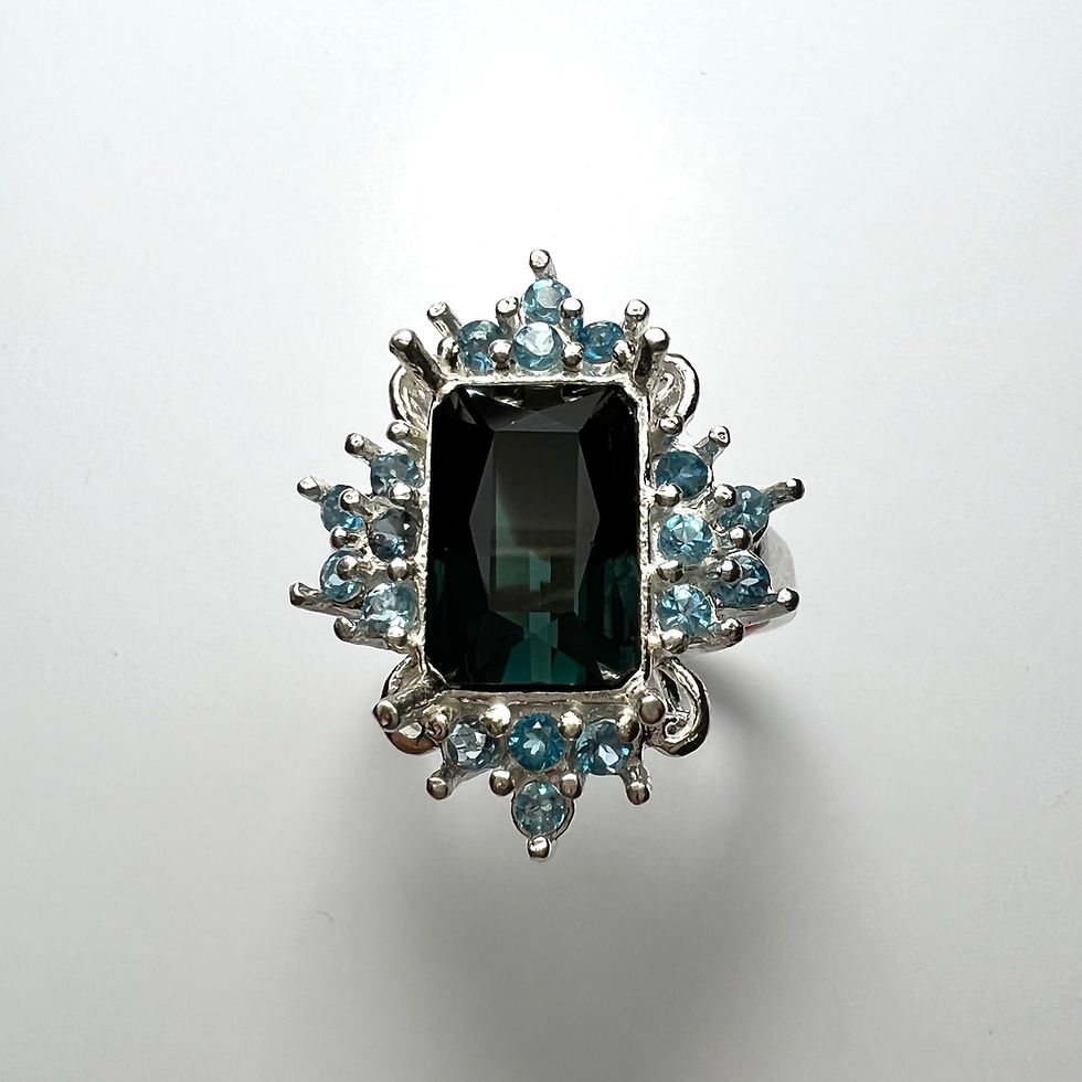 Thumbnail: 4.45ct Natural Indicolite bi-colour tourmaline 925 Silver / Gold ring