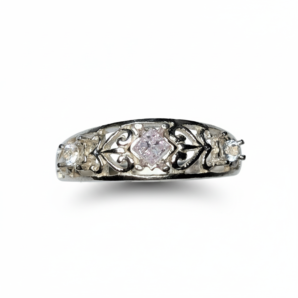 0.08cts Natural Australian Argyle Pink Diamond ring 925 Silver, Gold, Platinum