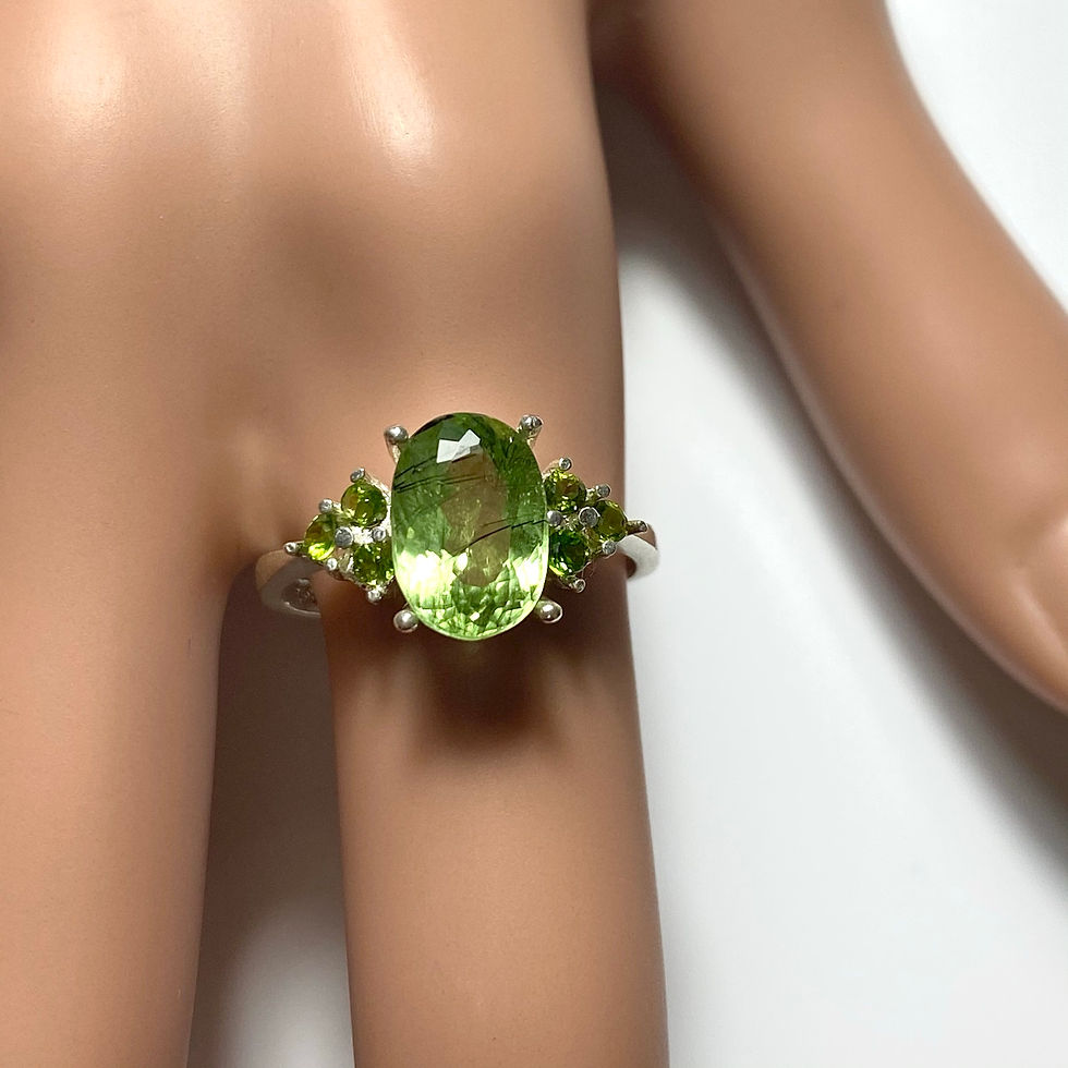縮圖：3ct Natural Peridot with Ludwigite inclusions 925 Silver / Gold/ Platinum ring