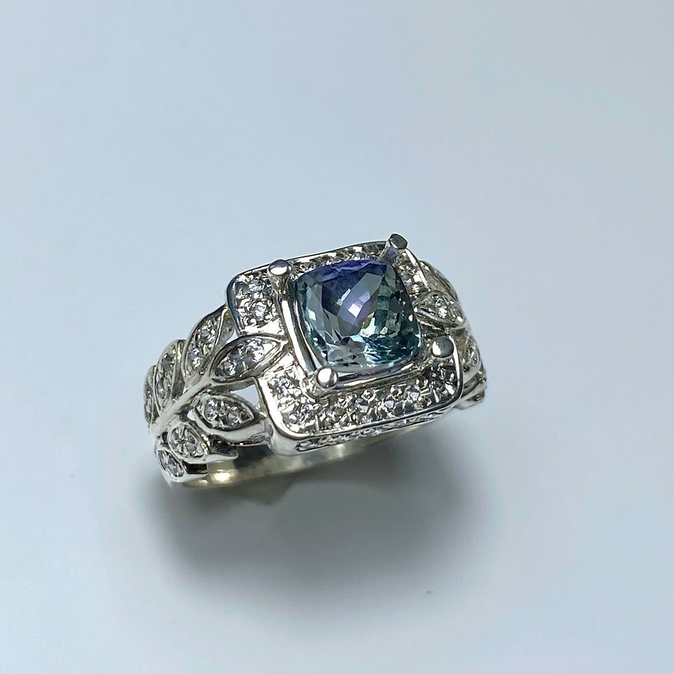 サムネイル： Natural purple blue Tanzanite 925 Silver 9ct 14k 18k 375 585 750 Gold Platinum asscher ring