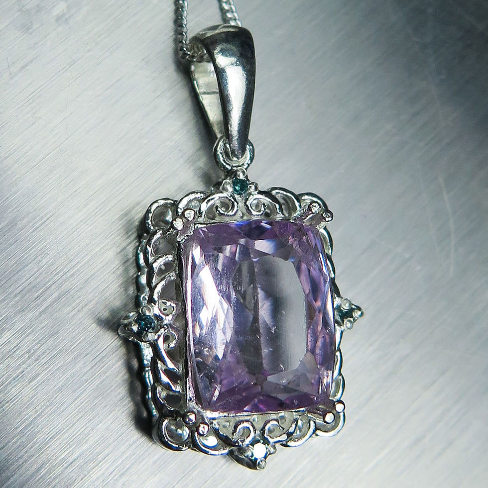 Miniatura: 6.90ct Natural pink Kunzite Silver / Gold / Platinum pendant on ch