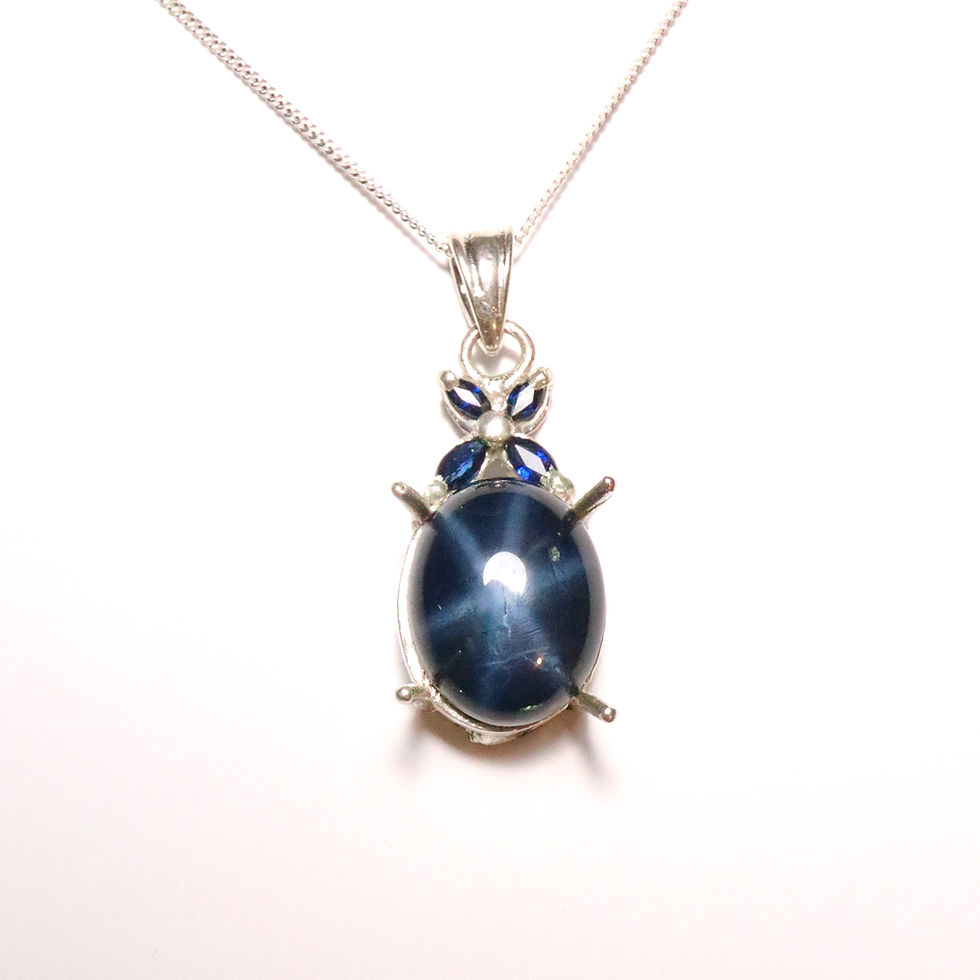 Miniatura: 8.4ct Natural Blue star Sapphire Silver / Gold / Platinum pendant on chain