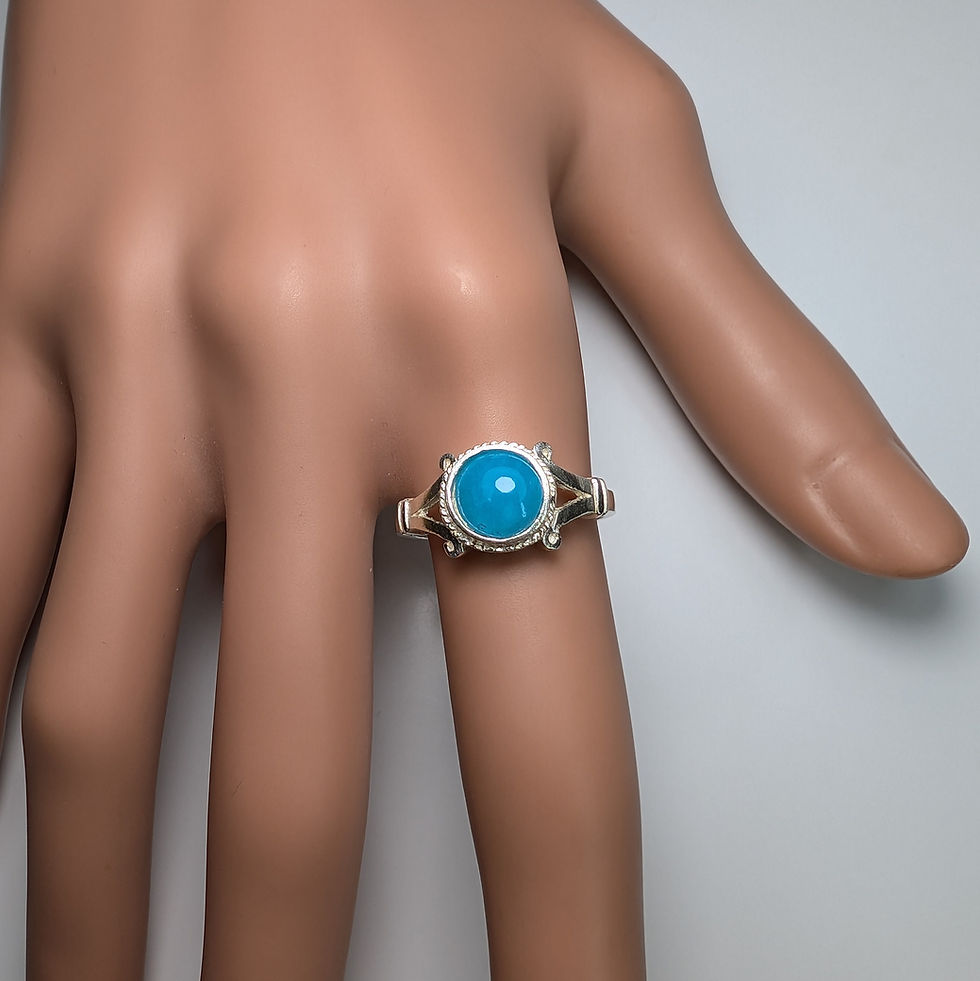 Miniature : 1.35ct Natural blue Hemimorphite 925 Silver / Gold/ Platinum ring