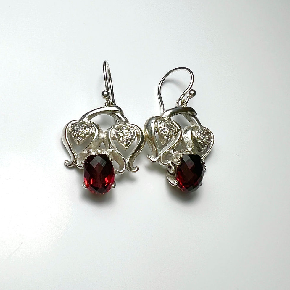 Miniatura: 4.05ct Natural Almandine Garnet red 925 silver, 9ct 14k 18k 375 585 750 white yellow rose gold Platinum drop earrings