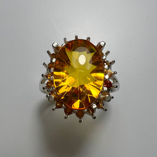 1.75ct Natural Baltic Amber Cognac 925 Silver / Gold/ Platinum ring