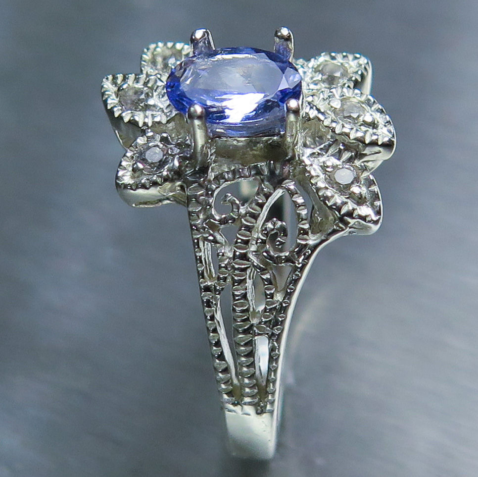 Miniatura: Natural purple blue Tanzanite 925 Silver 9ct 14k 18k 375 585 750 Gold Platinum cocktail ring