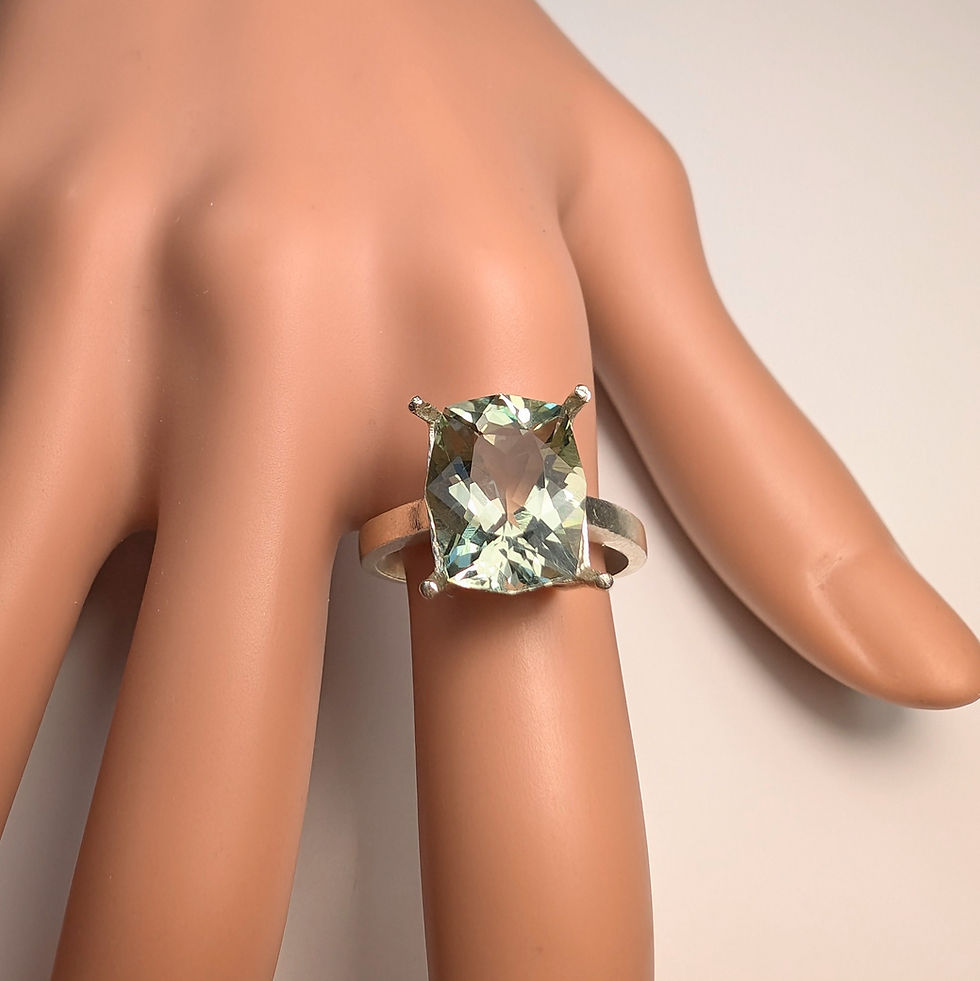 Miniatura: 5.6cts Natural Amethyst (Prasiolite) 925 Silver / Gold/ Platinum solitaire ring