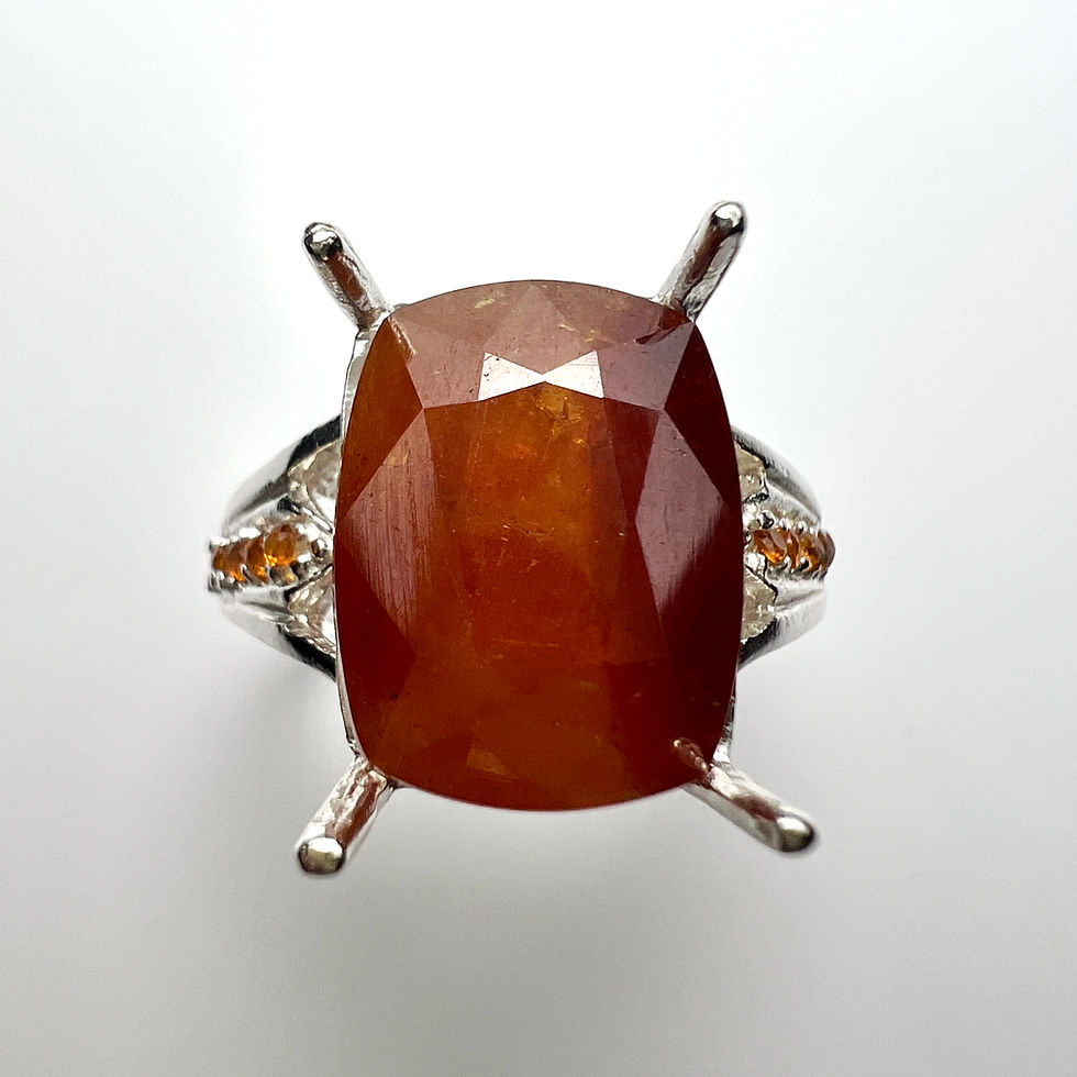 Certified 13ct Natural scheelite orange 925 Silver / Gold ring