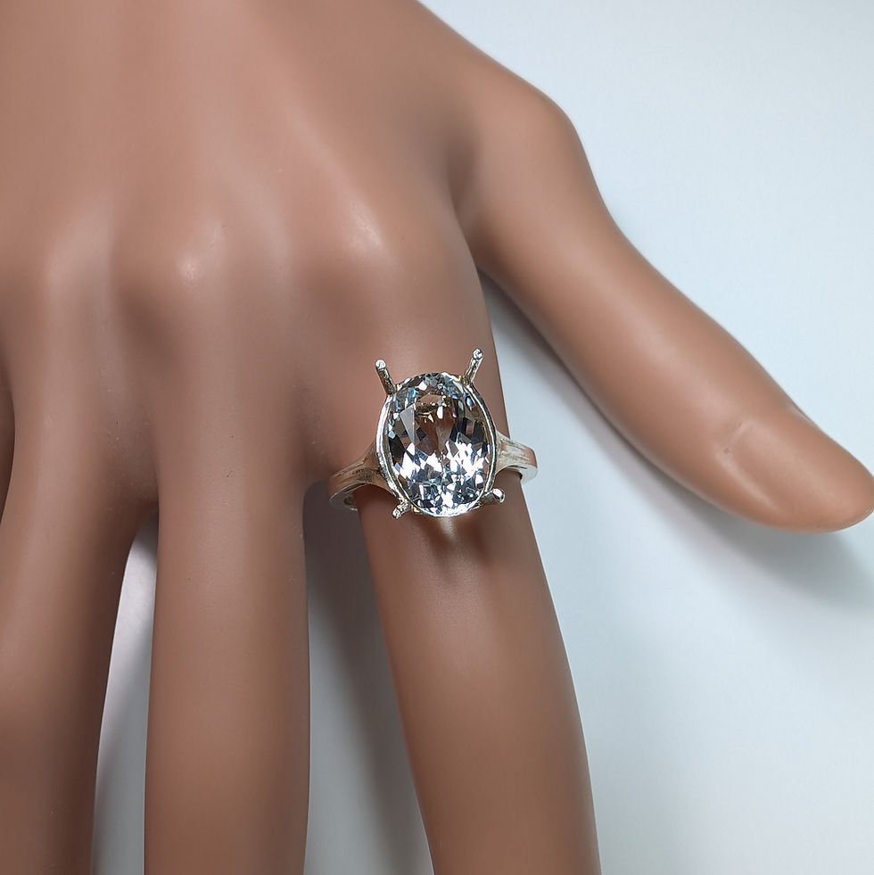 Миниатюра: 2.79ct Natural aqua blue Aquamarine Silver/ Gold solitaire engagement ring