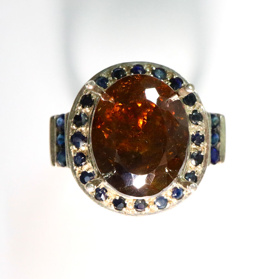 縮圖：9.6ct Natural Burnt Orange Sphalerite 925 Silver / Gold/ Platinum ring
