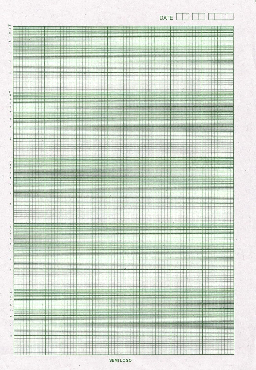 Thumbnail: Semi Log Graph Paper A4 Size, Green Logarithmic Grid Sheets