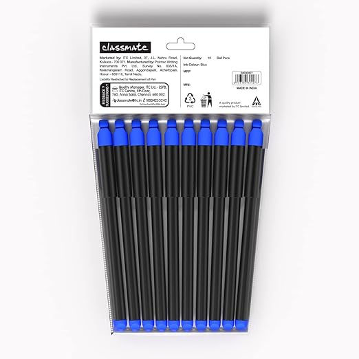 Thumbnail: Classmate Hook- Blue Ball Pens | Pack of10)|Smooth & Fast Writing Ball Pens|Uniq