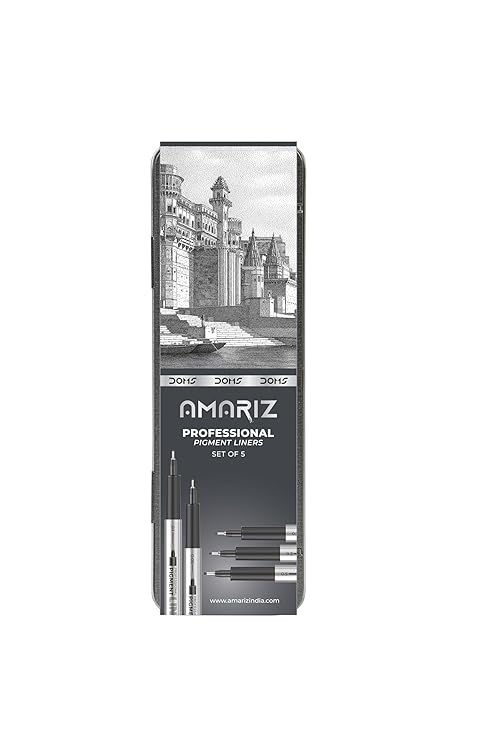 Thumbnail: AMARIZ Doms Pigment Fine Point Liner Set Of 5, Black - Pack of 2