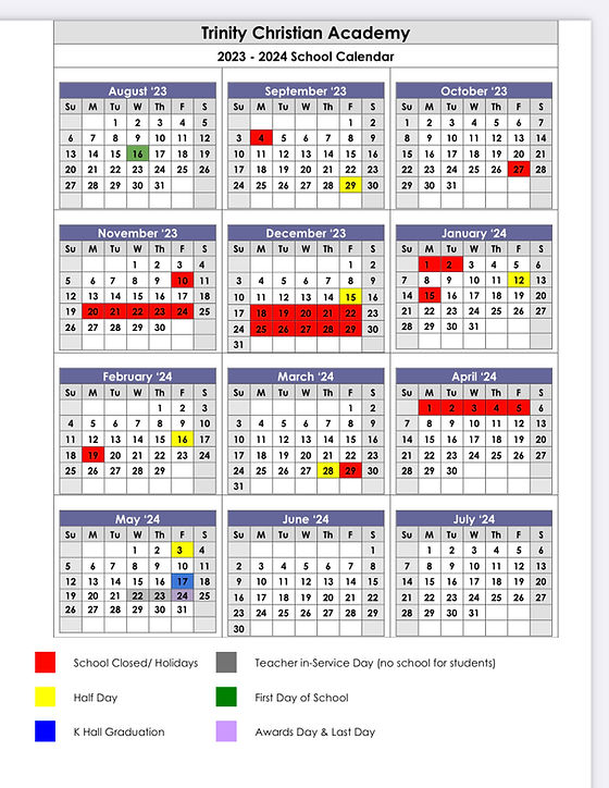 Calendars | TCA Andrews