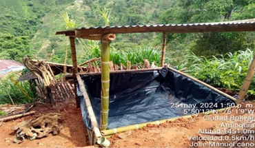 A newly built compost pit ready for coffee farmers to use in Colombia