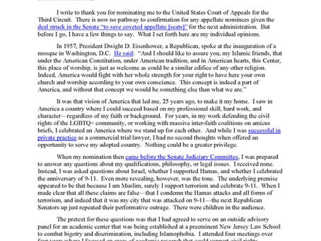 Adeel Mangi's Letter to President Biden