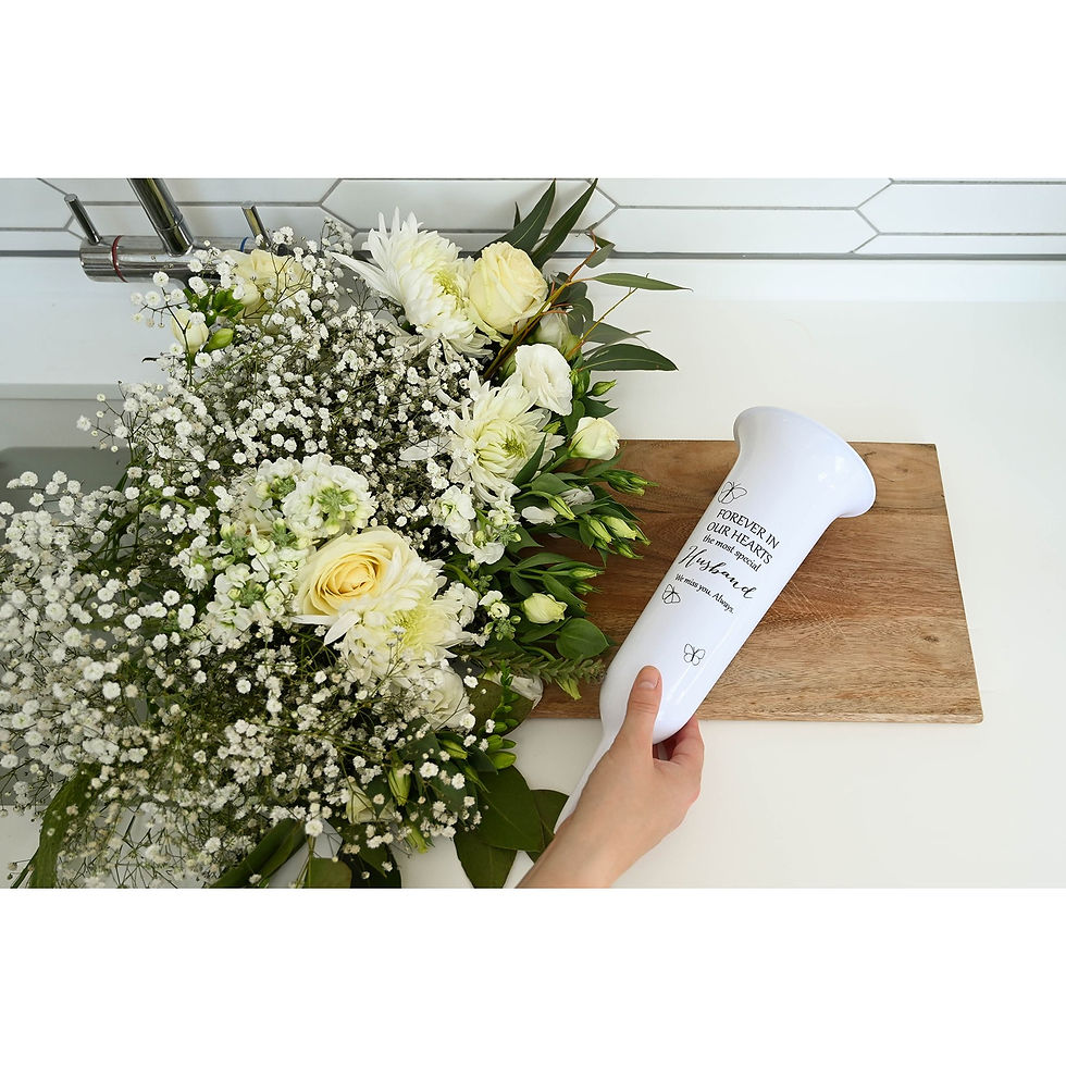 Thumbnail: Husband Thoughts Of You White Butterfly Memorial Spiked Graveside Vase