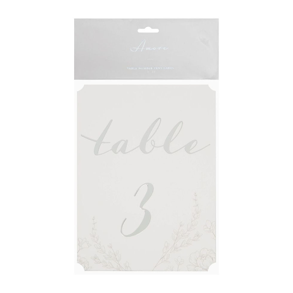 Thumbnail: Amore Wedding Table Number Cards - Pack of 12