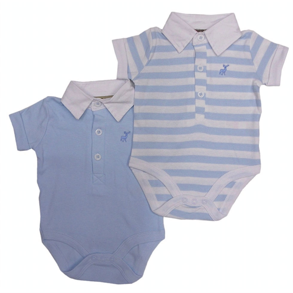Thumbnail: Baby Boy Blue Polo Style Bodysuit Set