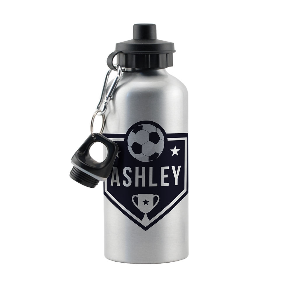 Thumbnail: Personalised Football Silver Drinks Bottle