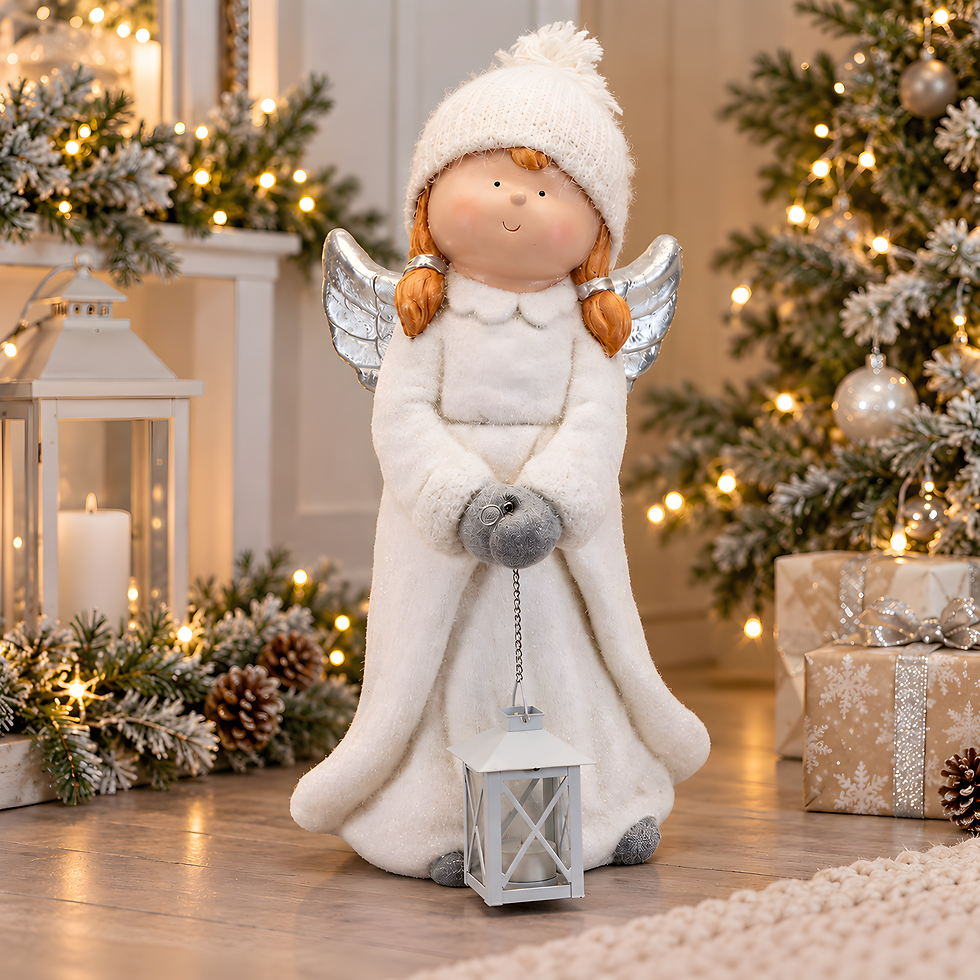 Large 47cm Cosy Christmas Angel with Lantern