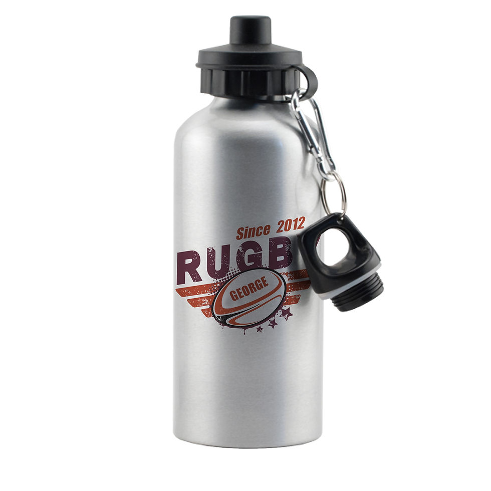 Thumbnail: Personalised Rugby Silver Drinks Bottle