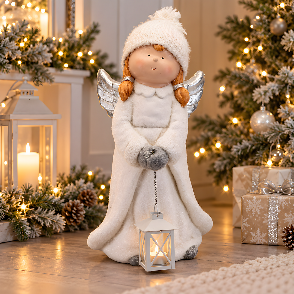 Large 47cm Cosy Christmas Angel with Lantern