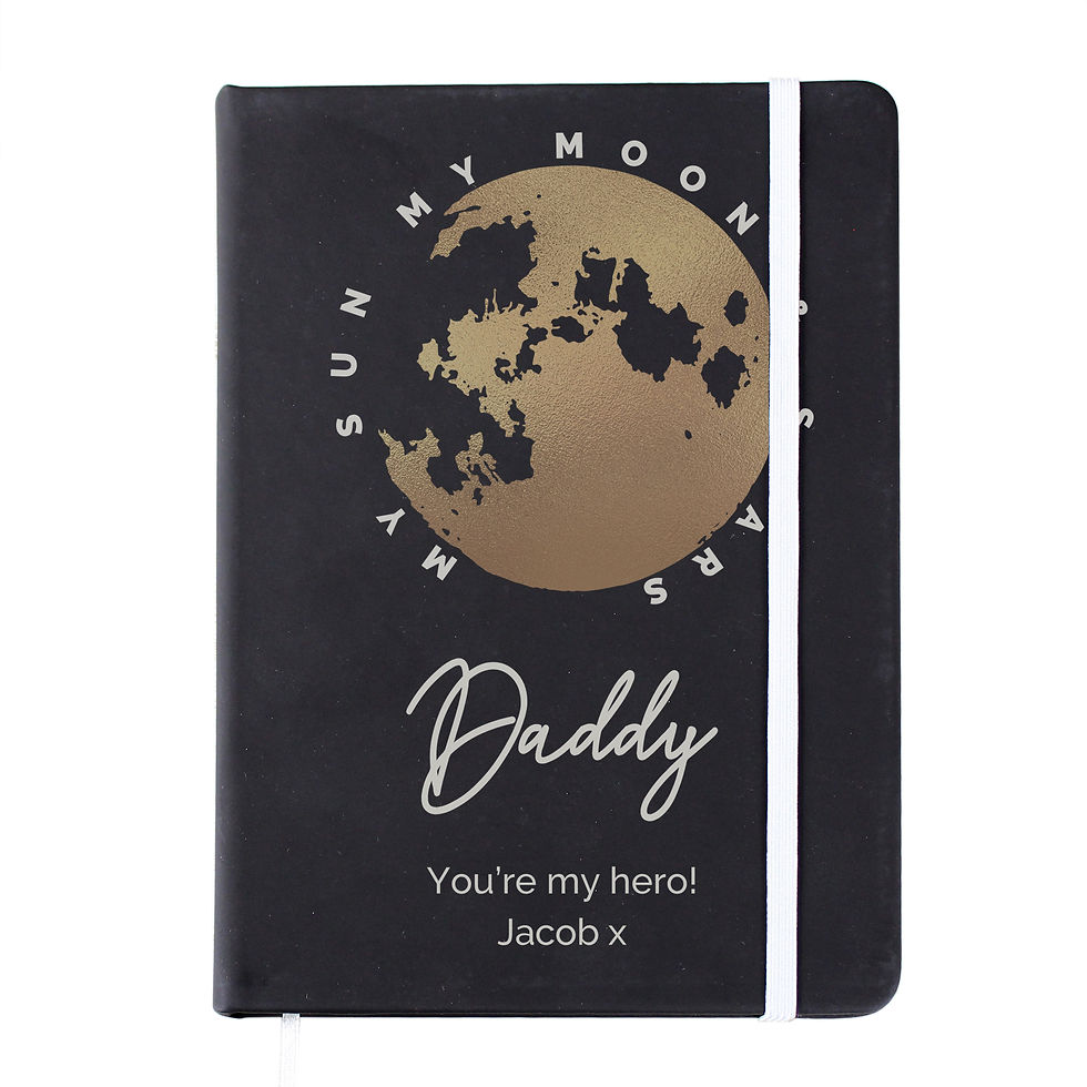 Thumbnail: Personalised Moon & Stars Black A5 Hardback Notebook