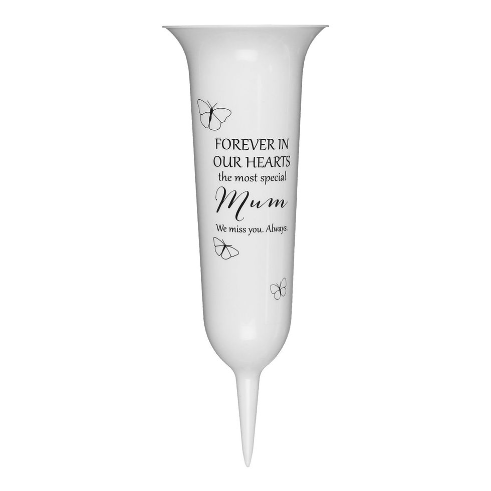 Thumbnail: Mum Thoughts of You White Butterfly Memorial Spiked Graveside Vase
