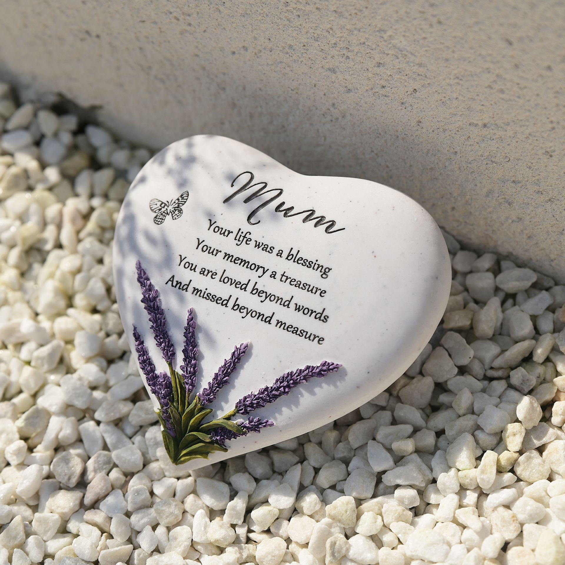 Mum Graveside Lavender Heart Memorial Plaque