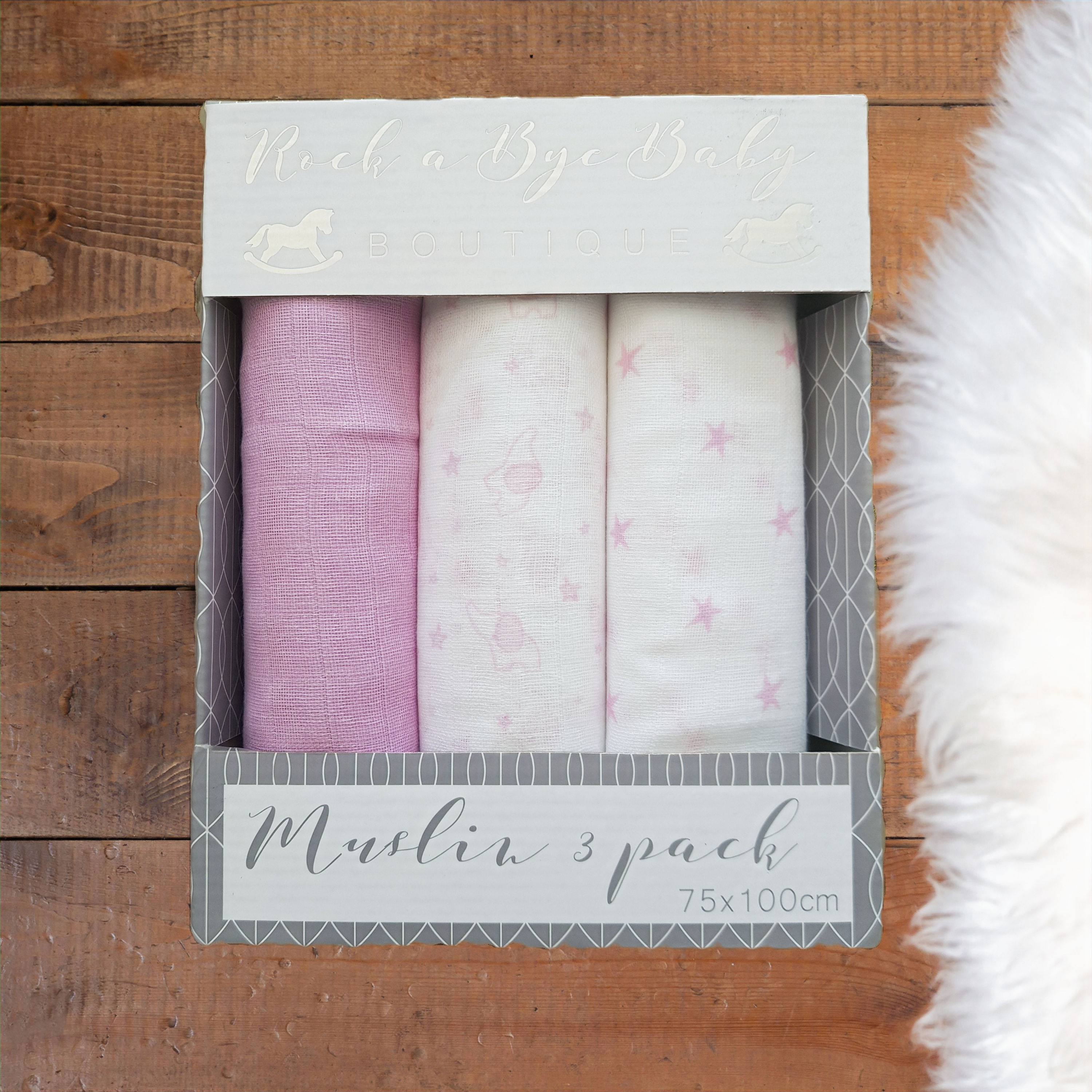 Large Muslin 3 Pack Swaddle Gift Set - Rock a Bye Baby Boutique (75 x 100cm)