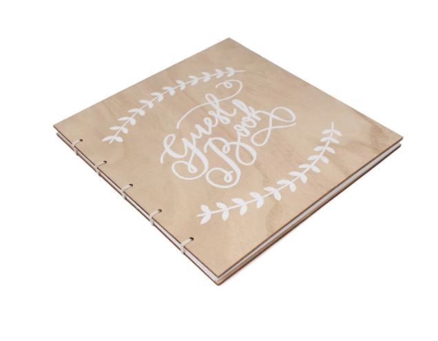 Thumbnail: Wooden Wedding Guest Book