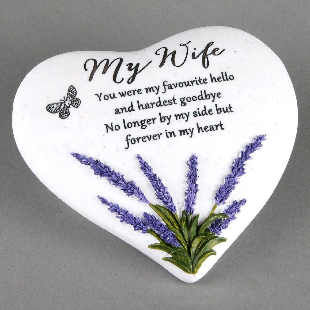 Wife Thoughts of You Graveside Lavender Memorial Heart Stone