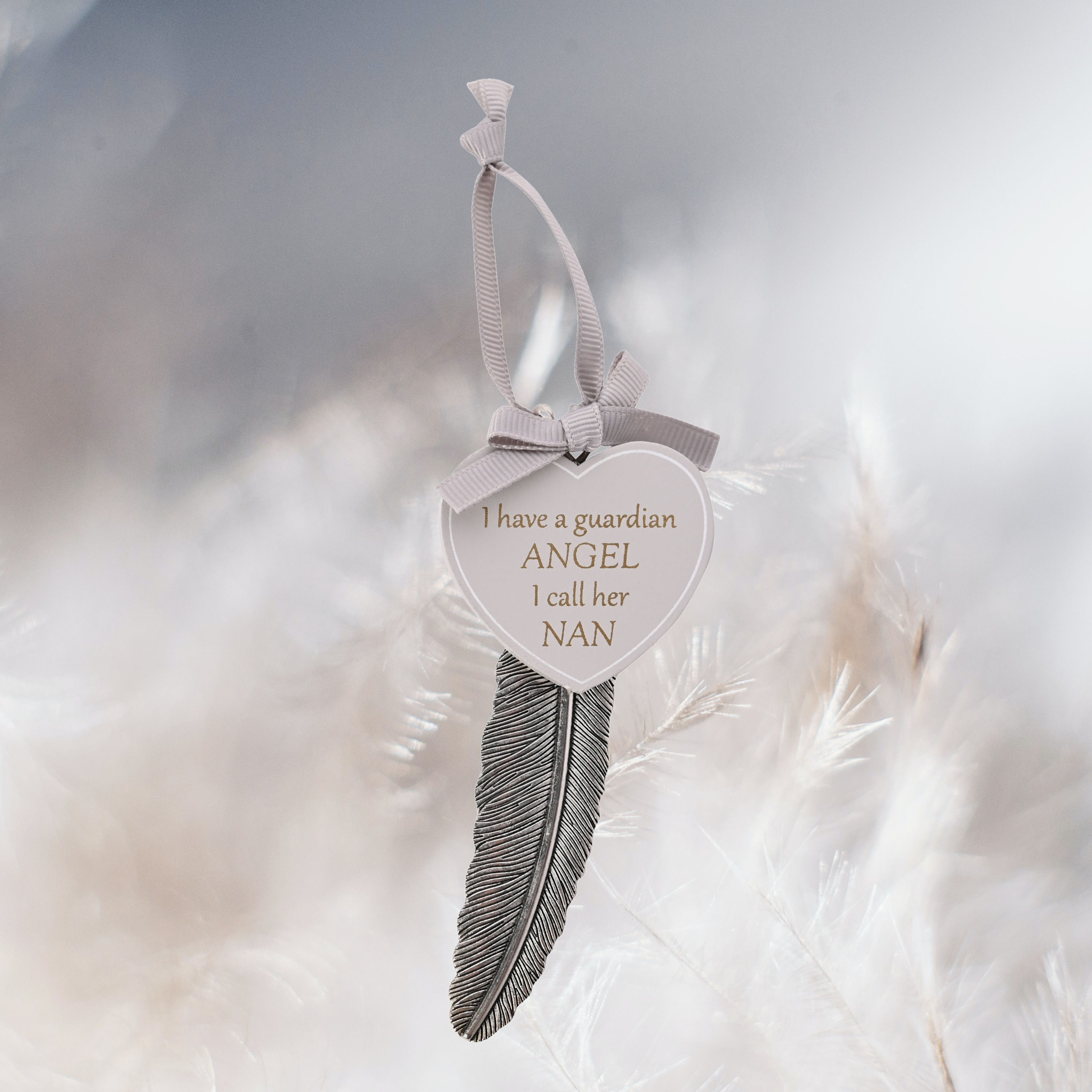 Nan Guardian Angel Thoughts of You Feather & Heart Plaque