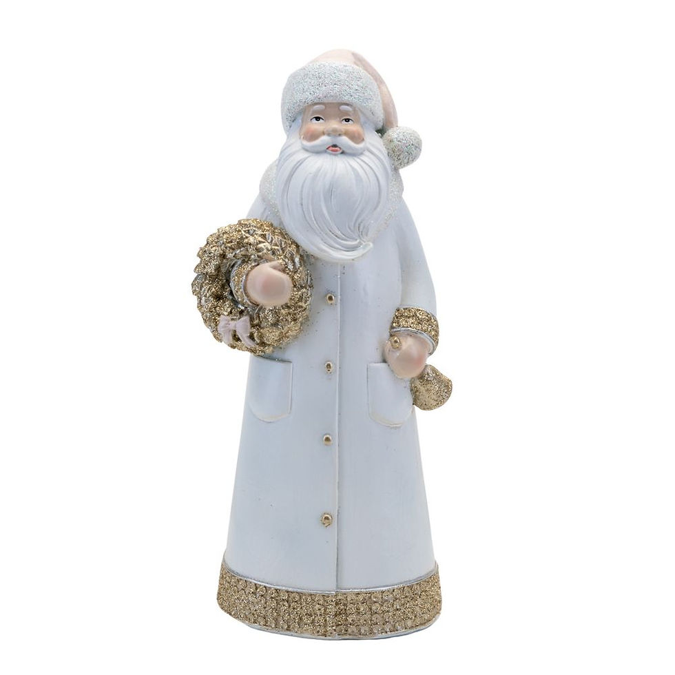 Thumbnail: Festive White & Gold  Santa Ornament