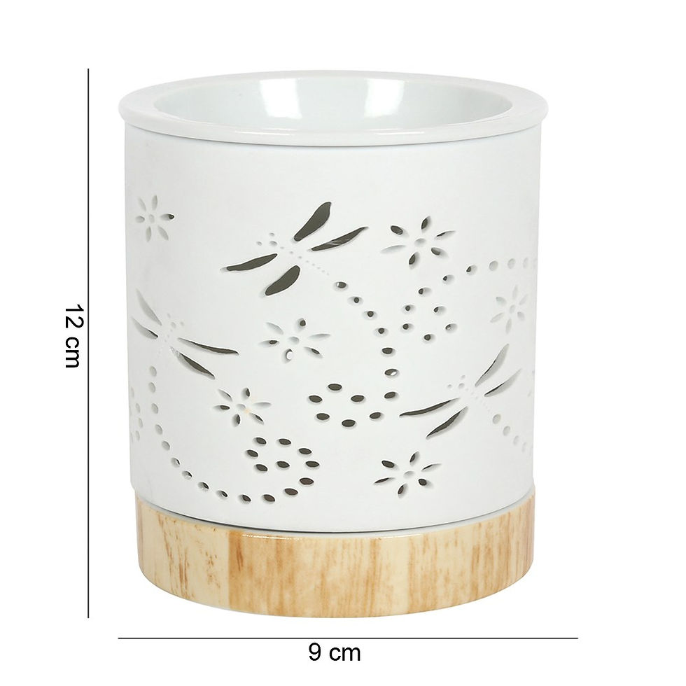 Thumbnail: Dragonfly Ceramic Oil & Wax Burner - Wood Effect Base