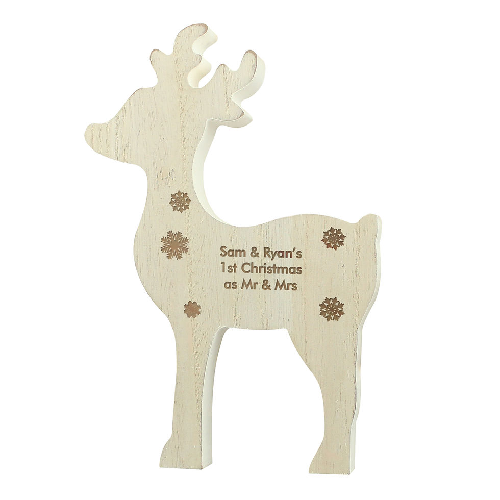 Thumbnail: Personalised Rustic Wooden Reindeer Decoration - Forever Cherished Gifts