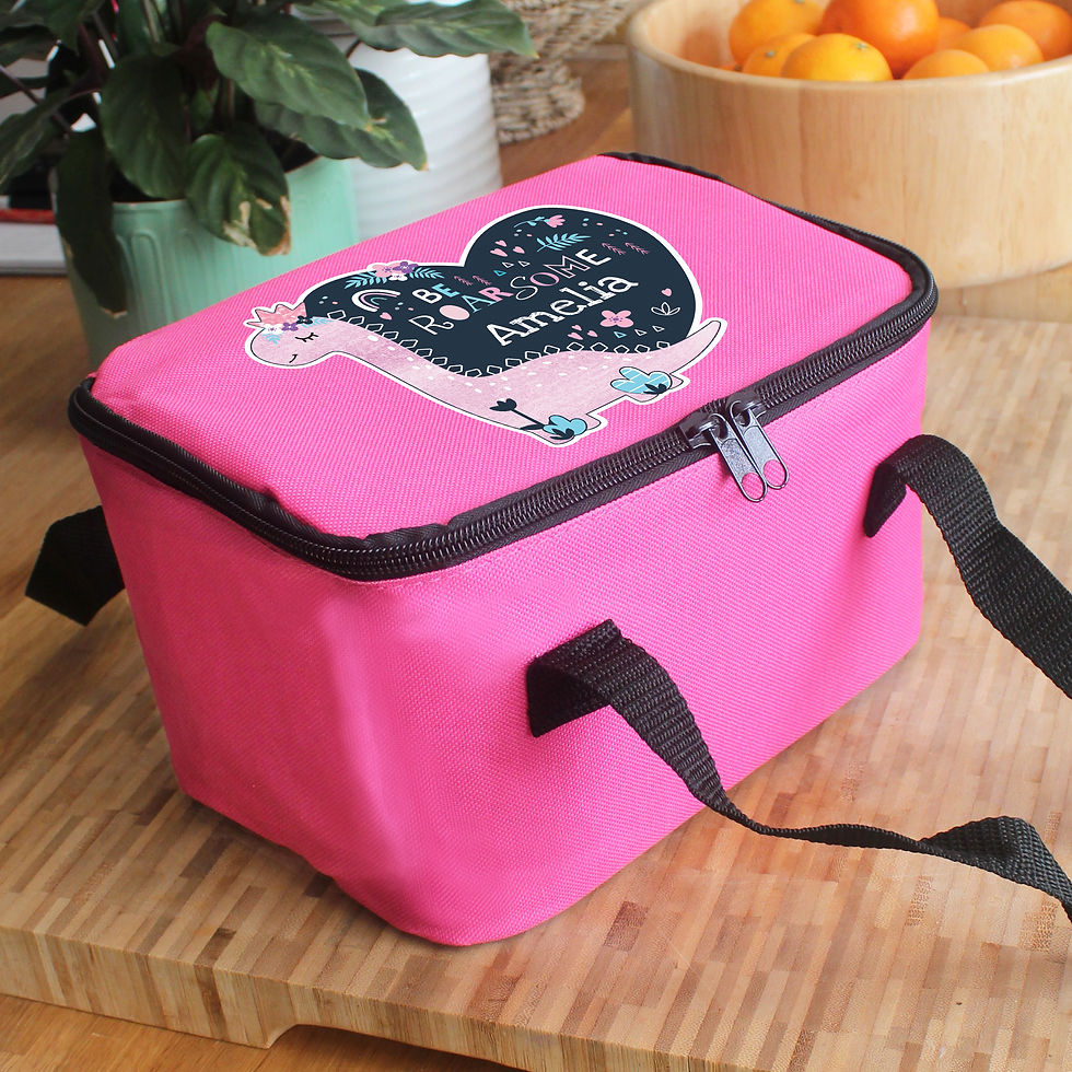 Thumbnail: Personalised Dinosaur Pink Lunch Bag