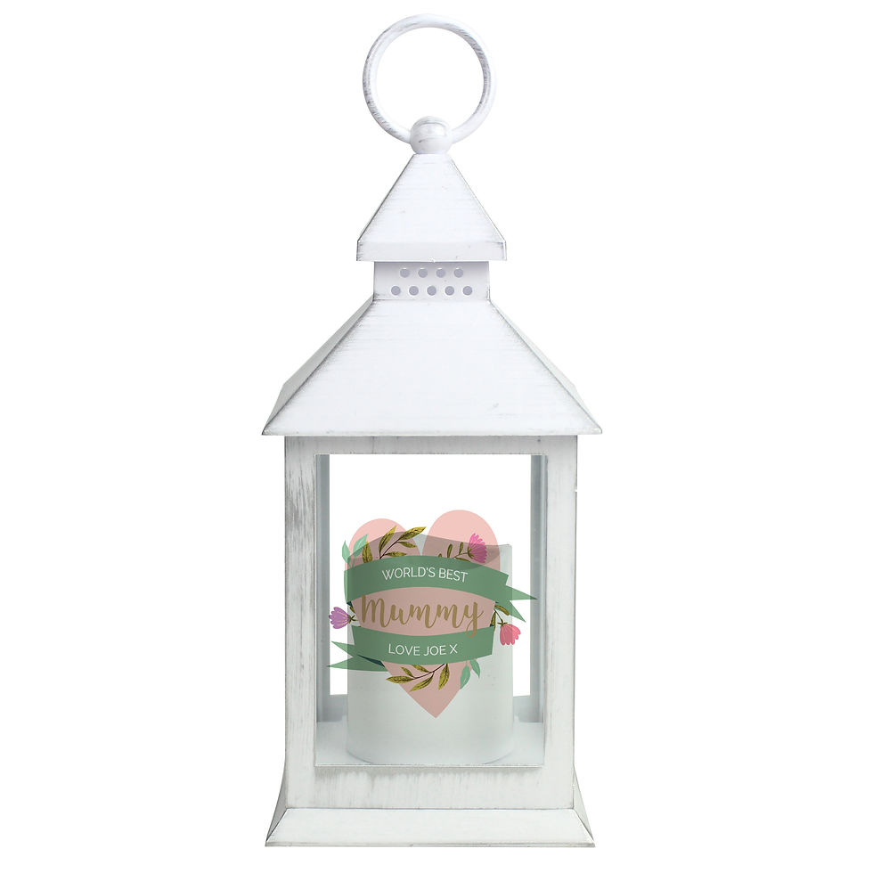Thumbnail: Personalised Floral Heart Mother's Day White Lantern
