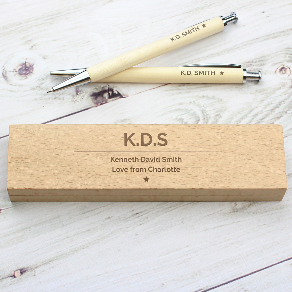 Thumbnail: Personalised Classic Wooden Pen & Pencil Box Set