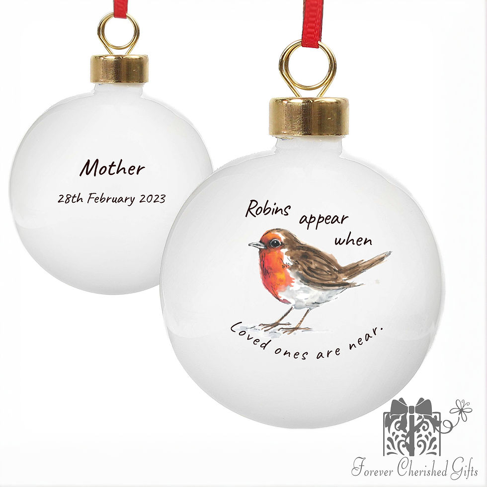 Thumbnail: Personalised Robins Appear Bauble - Forever Cherished Gifts