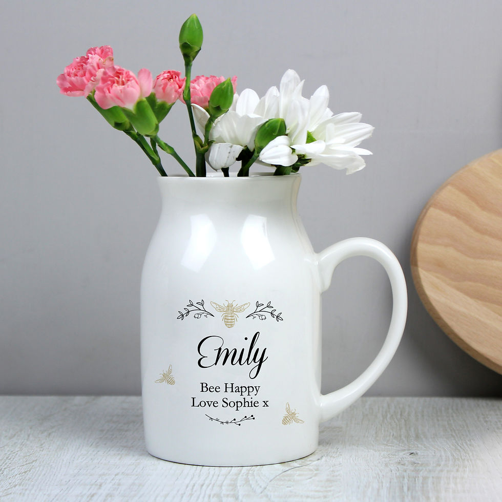 Thumbnail: Personalised Floral Bee Flower Jug Vase