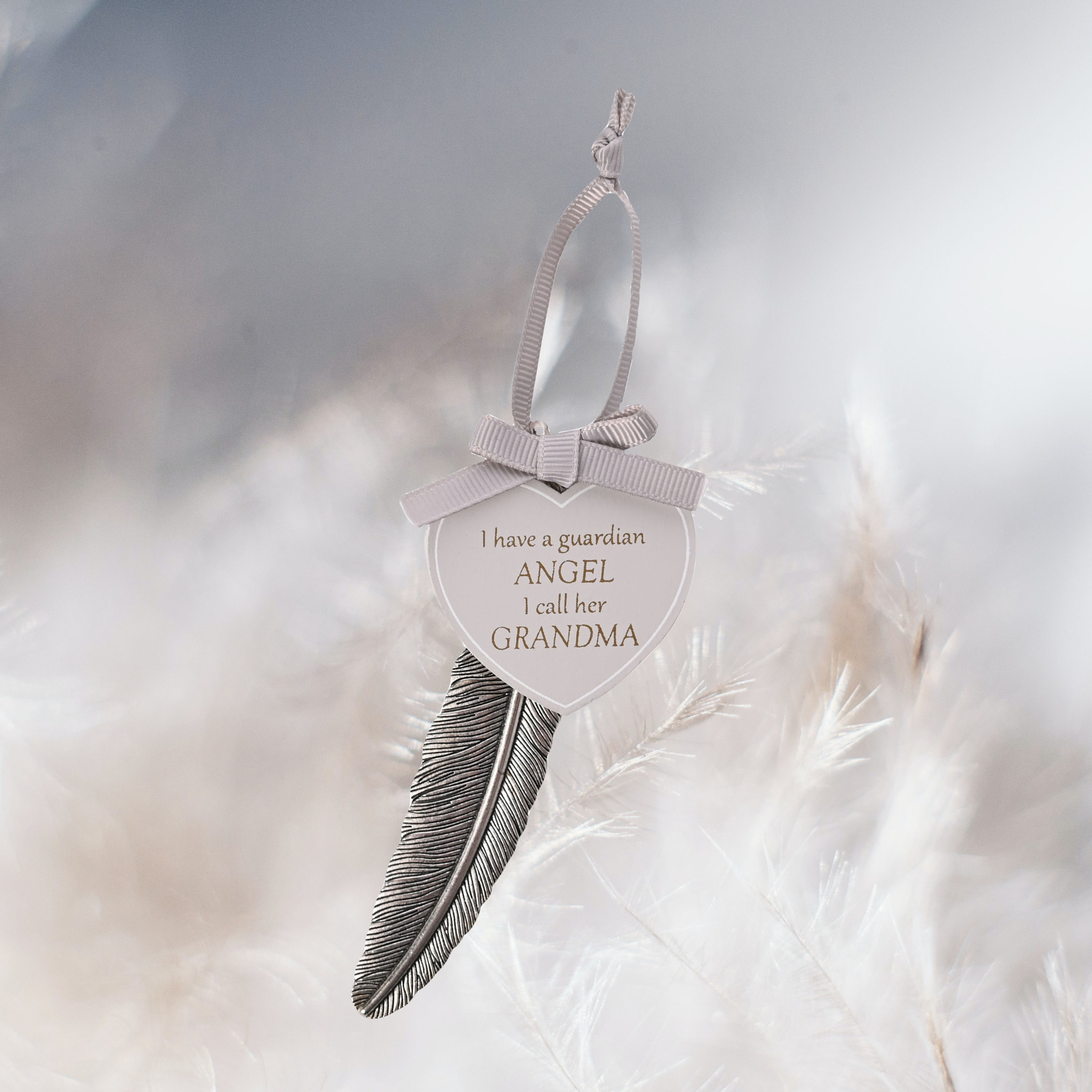 Grandma Guardian Angel Thoughts of You Feather & Heart Plaque