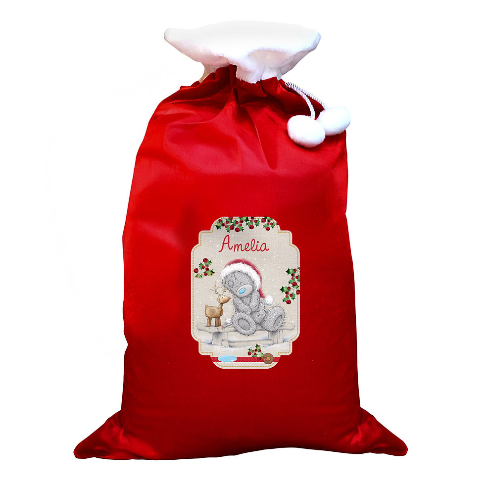 Thumbnail: Personalised Me to You Reindeer Luxury Red Christmas Sack - Forever Cherished Gifts